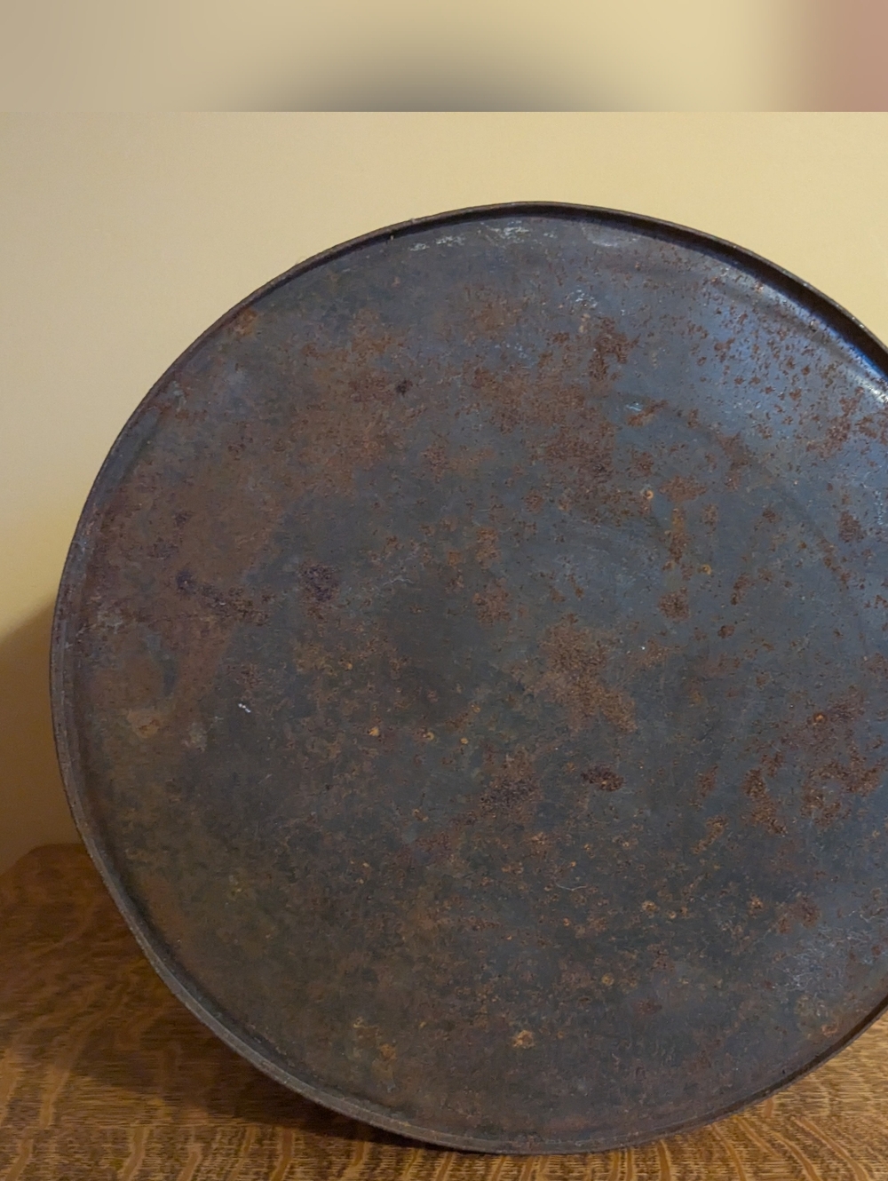 Vintage Fort Pitt Pure Lard Tin 50lb With Lid Bail Handle White Blue Rustic Farm - Picture 7 of 11